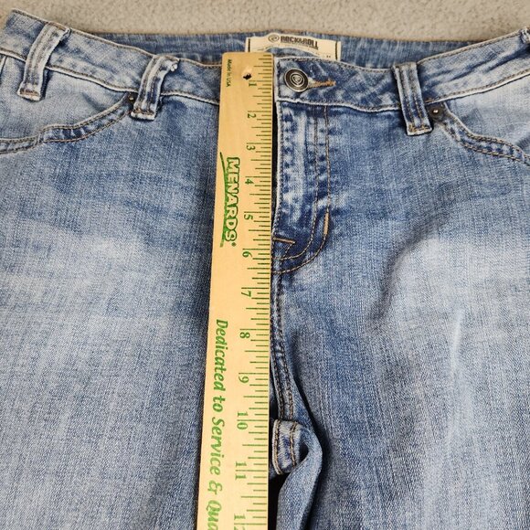 ROCK & ROLL Cowgirl Jeans Womens 32 Curvy Trouser Mid Flared Leg Bell Western - Picture 6 of 14
